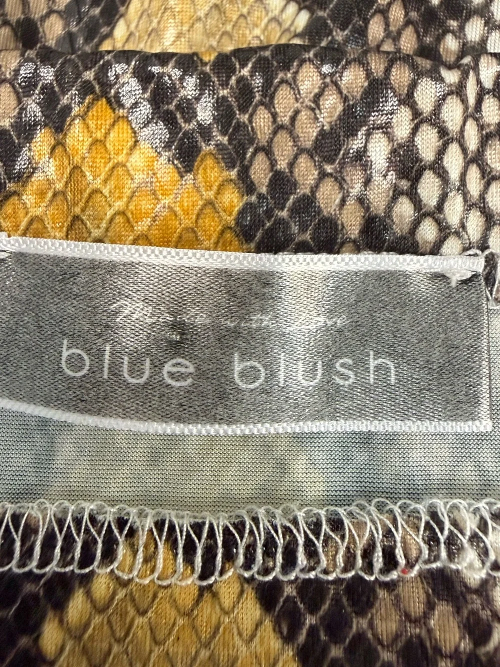 blue blush Bold Snake Print Mini Skirt in Beige and Mustard size Large